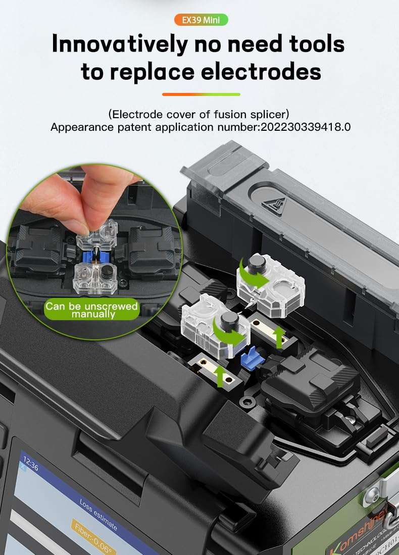 Komshine Optical Fusion Splicer EX39 FTTH Mini Fiber Fusion Splicer Machine Kit 8s Fast Splicing Fast-Heating 18s with Fiber Cleaver FC-30 + KPM-35-70+10dBm + 7 Wavelengths + KLS-35-S 1310 1550nm 6