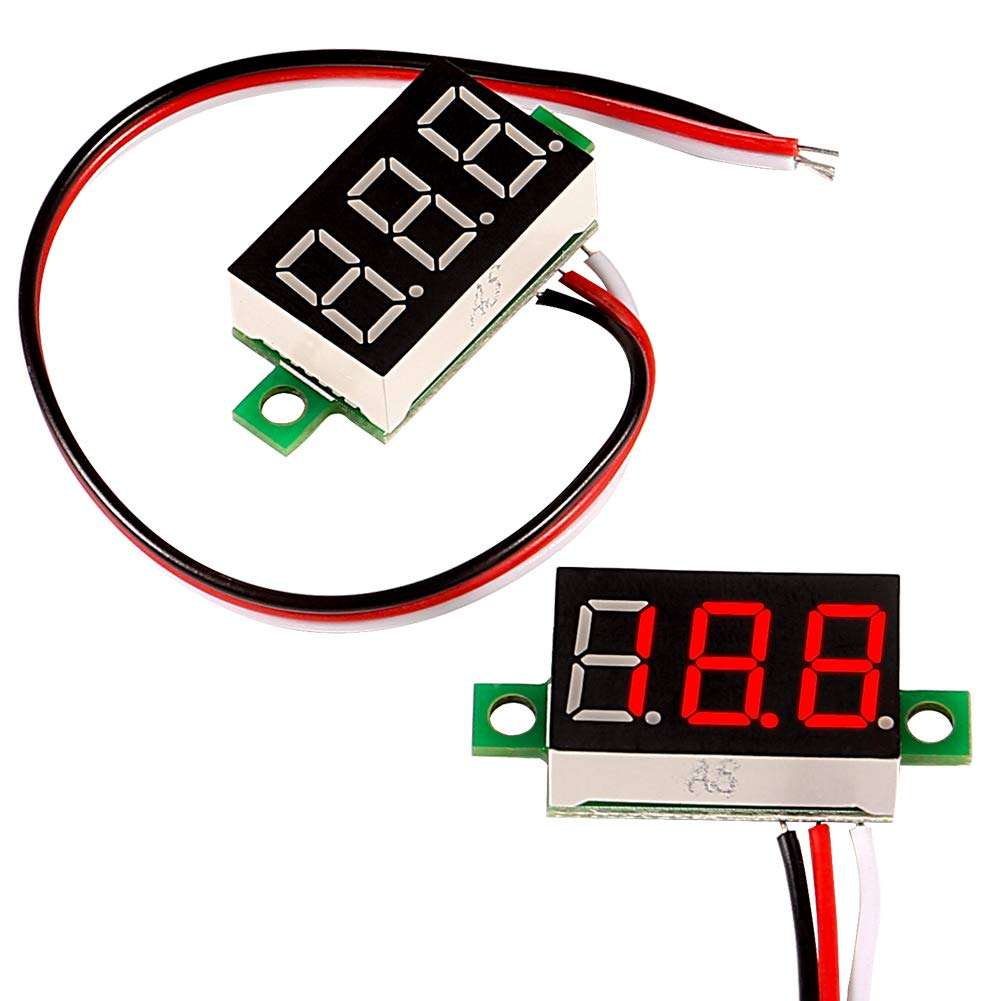 ALAMSCN Mini LED Digital Voltmeter 0-30V 0.36 inch Voltage Meter DC 5V 12V 24V Volt Tester Detector 3 Wire Red (PACK of 6) 2