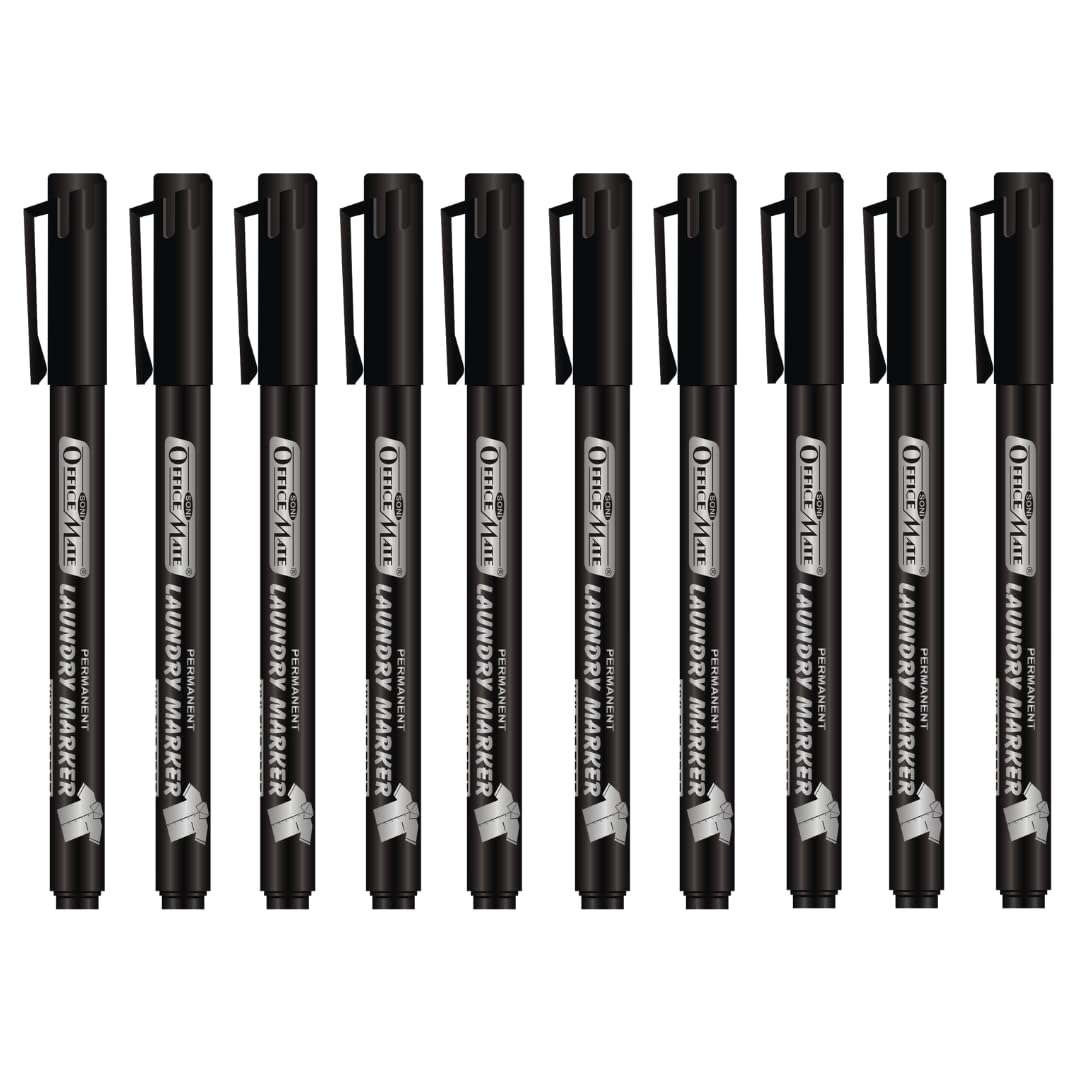 Soni Officemate Fine Tip Laundry Markers – Black | Pack of 10 | Waterproof, Fade-Resistant | 1.09 mm Tip | For Uniforms, Bags & Labels 3