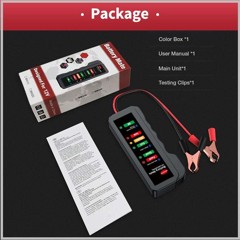 Huiying Angle 12V Car Battery Testers Automotive,Led Display Auto Battery Analyzer,Car Battery Tester for Most Cars 3