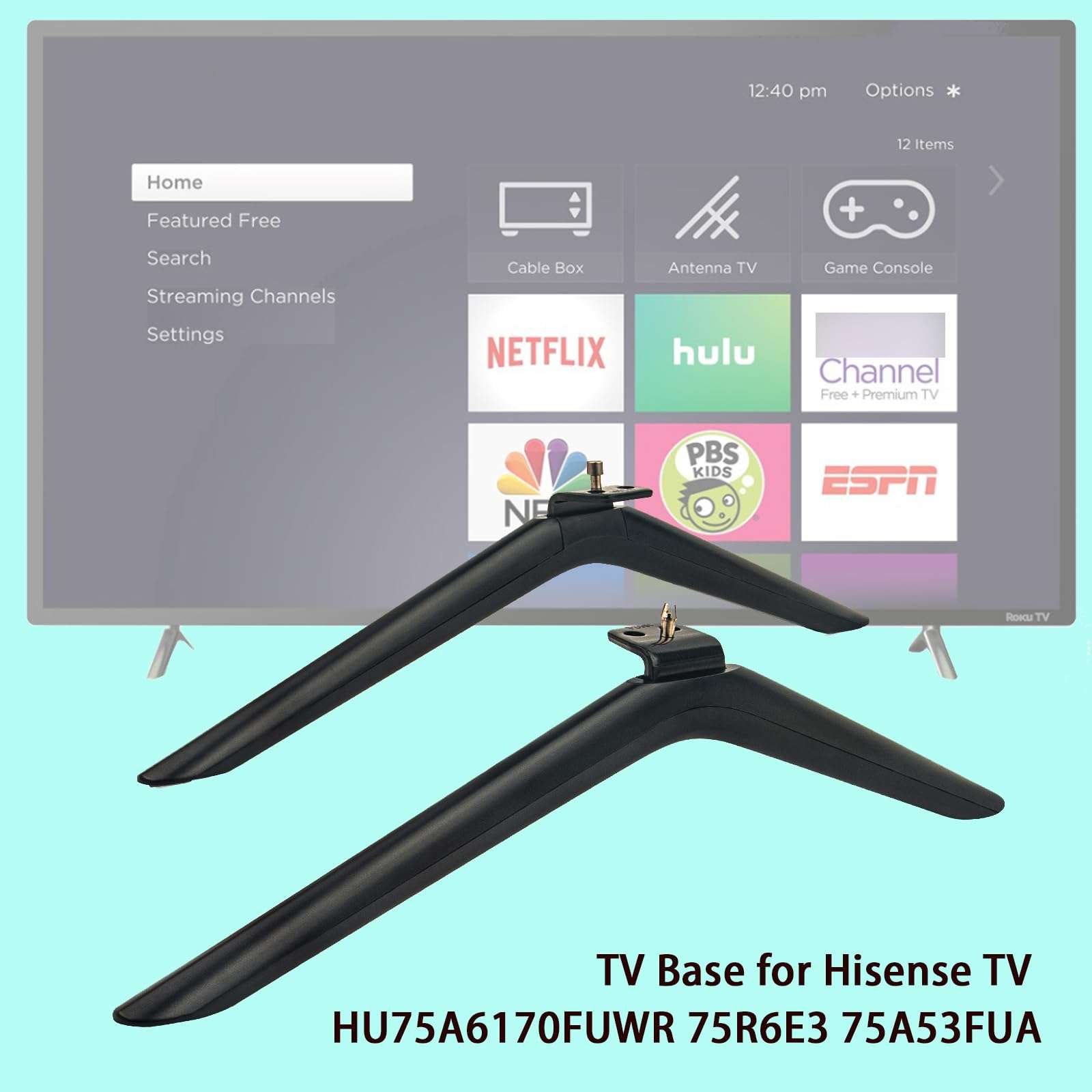 Replacement TV Base Stand 1852-L 1852-R, Fit for Hisense 4K UHD Hisense R0KU TV (2020) HU75A6170FUWR 75R6E3 75A53FUA 3