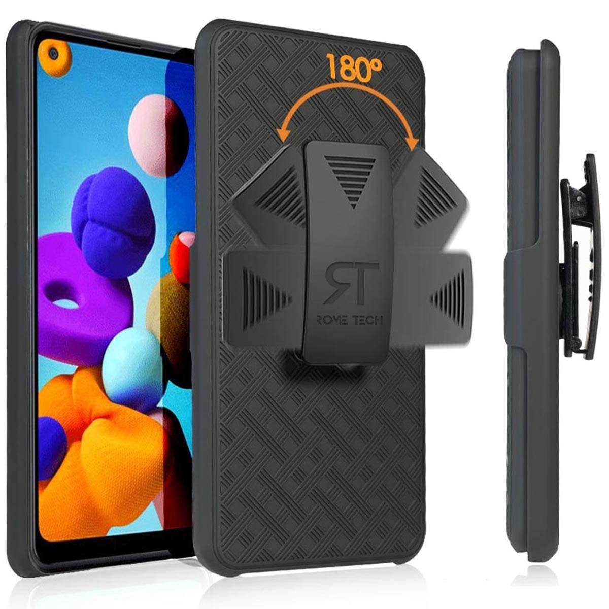 for Samsung Galaxy A21 Case with Belt Clip Holster, Kickstand Slim Cover Phone Case for Galaxy A21 - Black 1