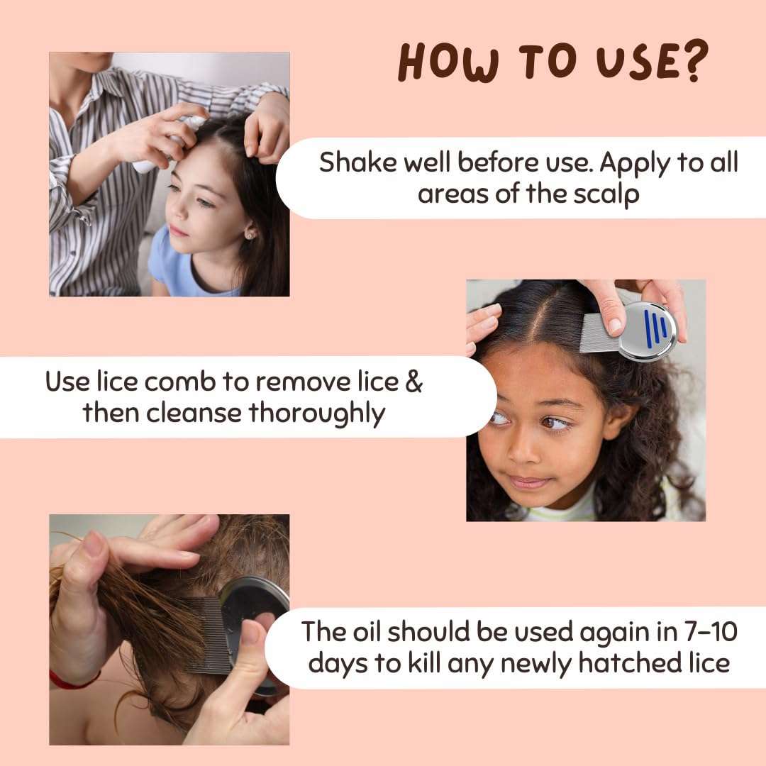 COCO CRUSH Ayurvedic Anti Lice Oil & Comb Set | Kills Lice, Eggs and Nits 100% Naturally In 20mins | Single Wash Treatment, Safe for Kids (50ml + Comb) 5