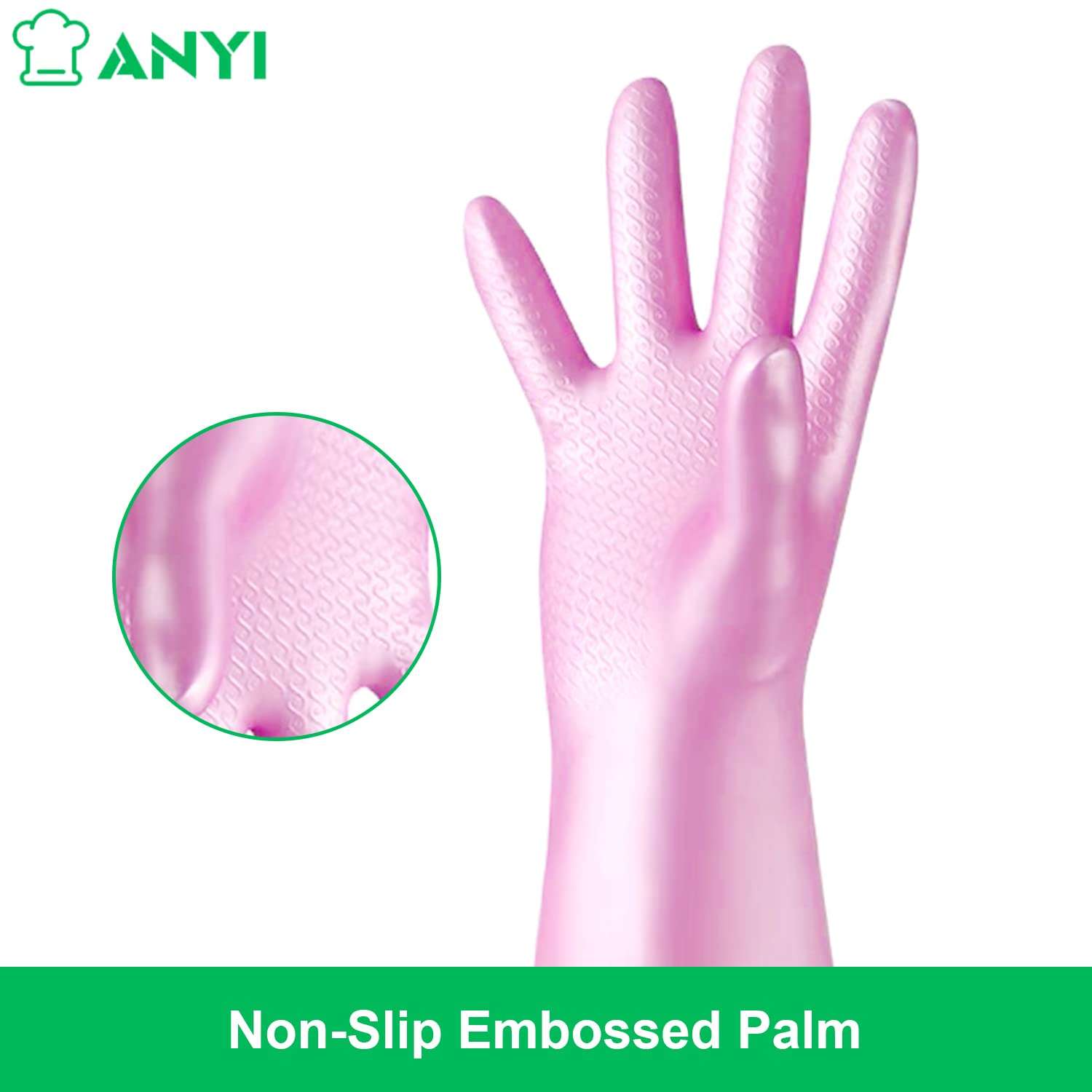 Dishwashing Gloves Latex Free Reusable Rubber Gloves for Kitchen Washing Dishes Household Cleaning with Cotton Flock Liner and Non Slip Texture Waterproof (Ex-Large, Pink) 3