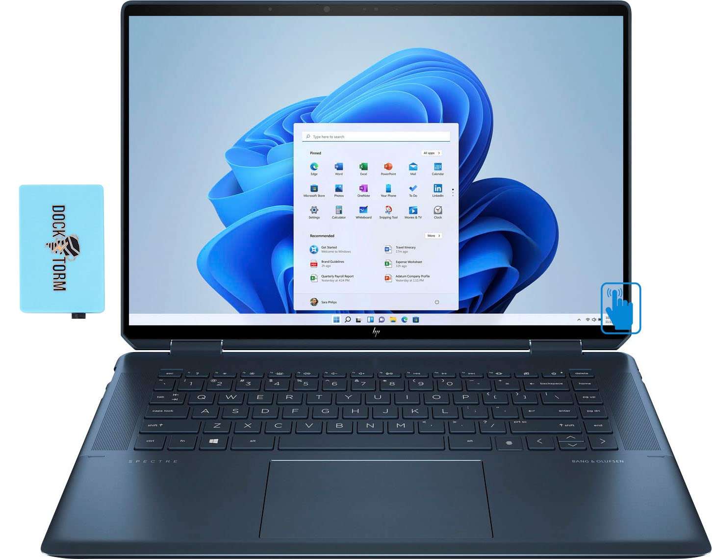HP Spectre x360-16 2-in-1 IPS Laptop (Intel i7-11390H 4-Core, 16GB RAM, 512GB PCIe SSD, Intel Iris Xe, 16.0" 60Hz Touch 3072x1920, Active Pen, Fingerprint, WiFi, Win 11 Pro) with Hub 1