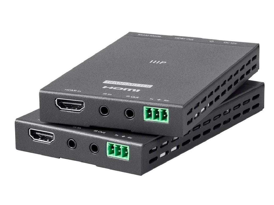 Monoprice 4K Pro HDBaseT Extender Kit, IR, 70 Meters with PoC, Over Cat6, RS232, HDCP 2.2, Black - Blackbird Series and Monoprice Blackbird 4K 1x2 HDMI Amplifier Splitter - 48-bit Deep Color, 3D Video Support, Black 2