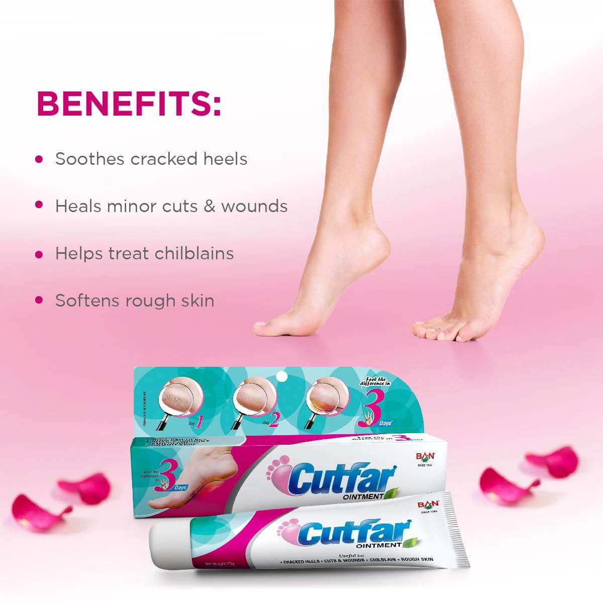 Ban Labs Cutfar Ointment - 25G (Pack of 2) | Cracked Heels repair | Chilblain Cream | foot cream |Cuts & Wounds |Rough Skin| For Cracked & Painful Heels 6