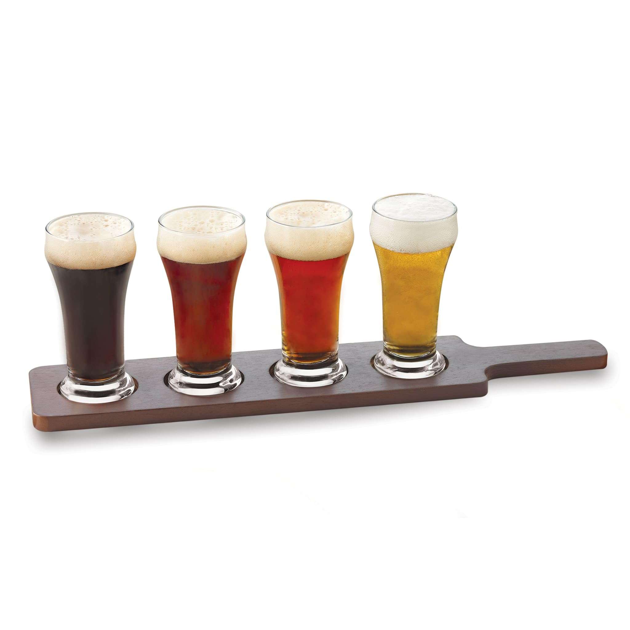 Libbey Craft Brews Beer Flight Glass Set with Wood Carrier, 4 Glasses 1