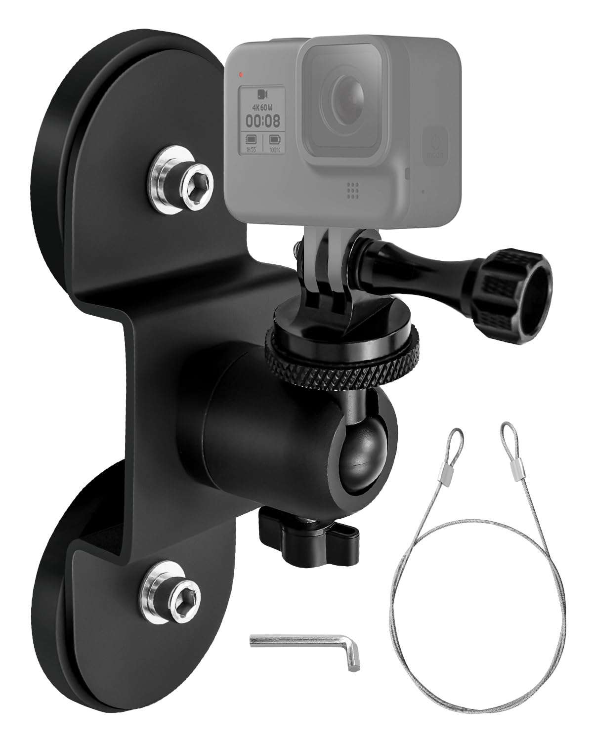 Heavy-Duty Magnetic Car Camera Mount Compatible with GoPro insta360 and DJI OSMO Action Camera, Strong Magnetic Mount with 360° Rotation Ball Head 1
