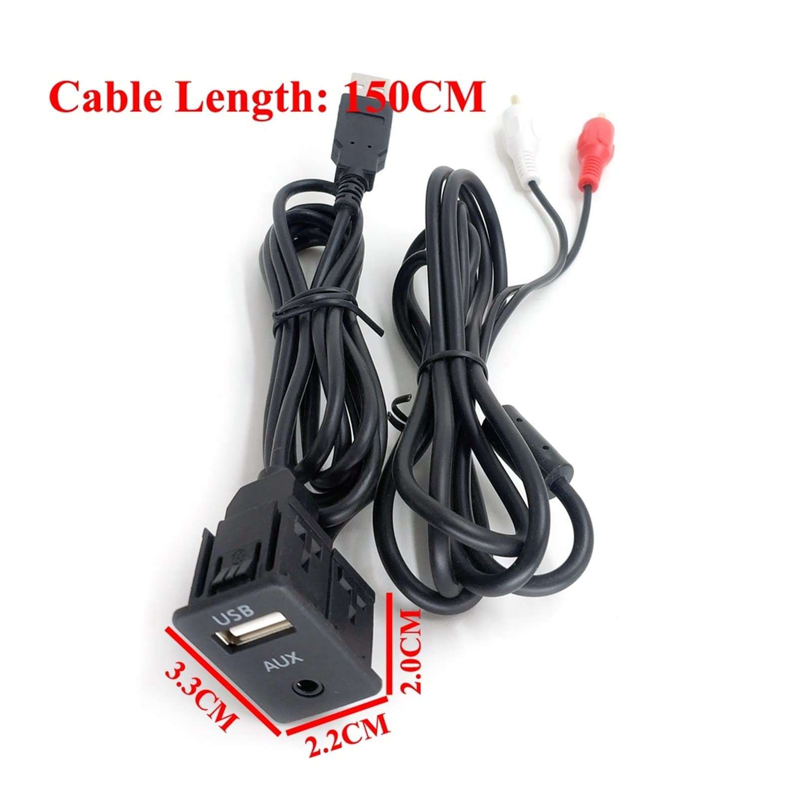 Car 3.5mm 2RCA Audio Jack to AUX USB Male Dash Flush Mount Adapter Fit for Mitsubishi Outlander 3 4