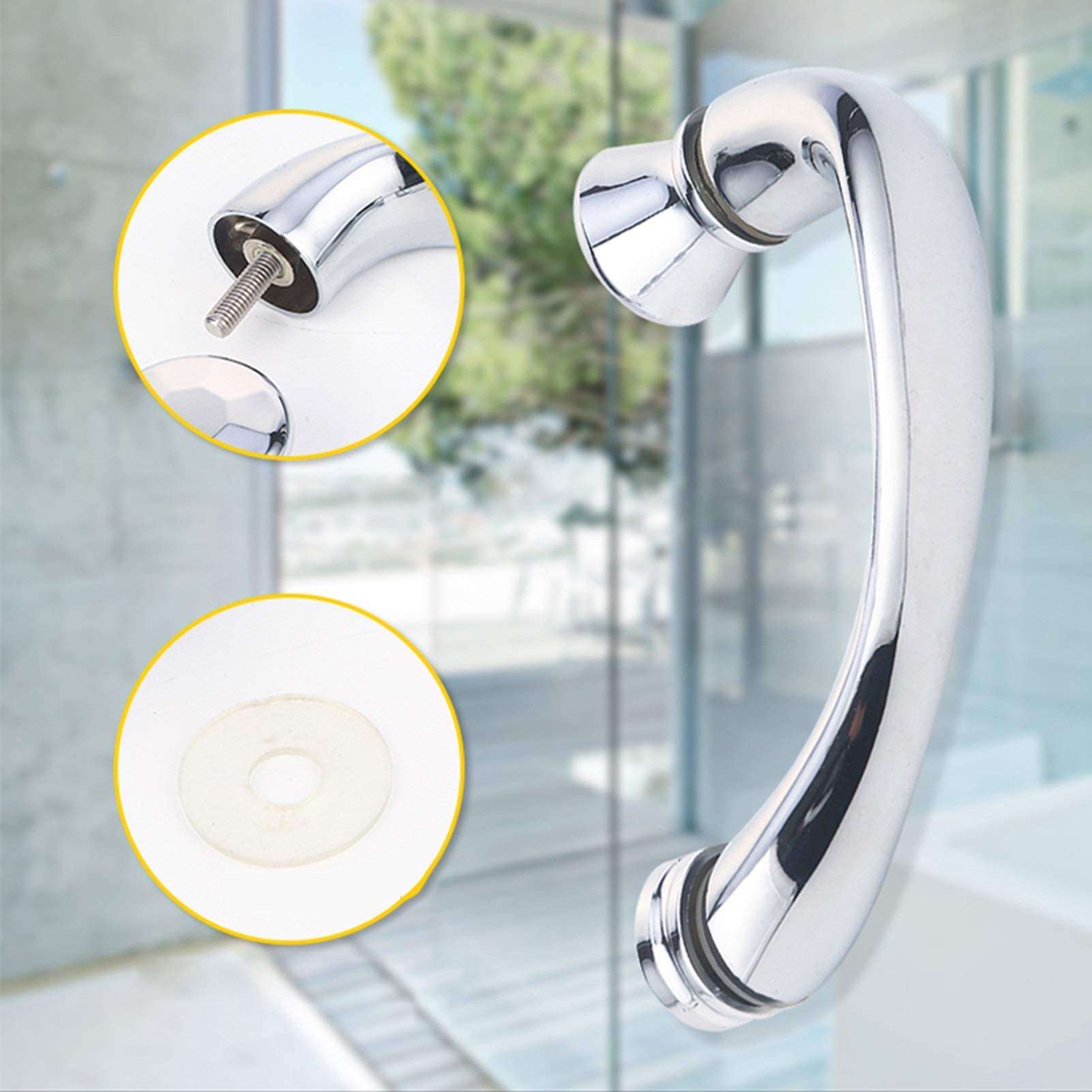 GAXQFEI Small Door Handle Set for Glass Door, Bathroom Sus Shower Door Handle, Hole to Hole 145Mm 3
