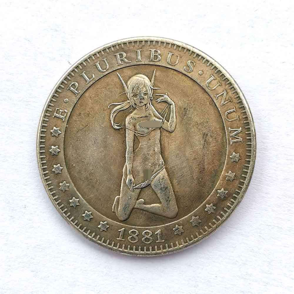 MarshLing 1881 Head Down Girl Old Coin -Handmade US Old Coins Collecting+KaiKBax Bag-Uncirculated Morgan Dollars Coin for Dad/Boyfriends/Husband Gift Forever 4