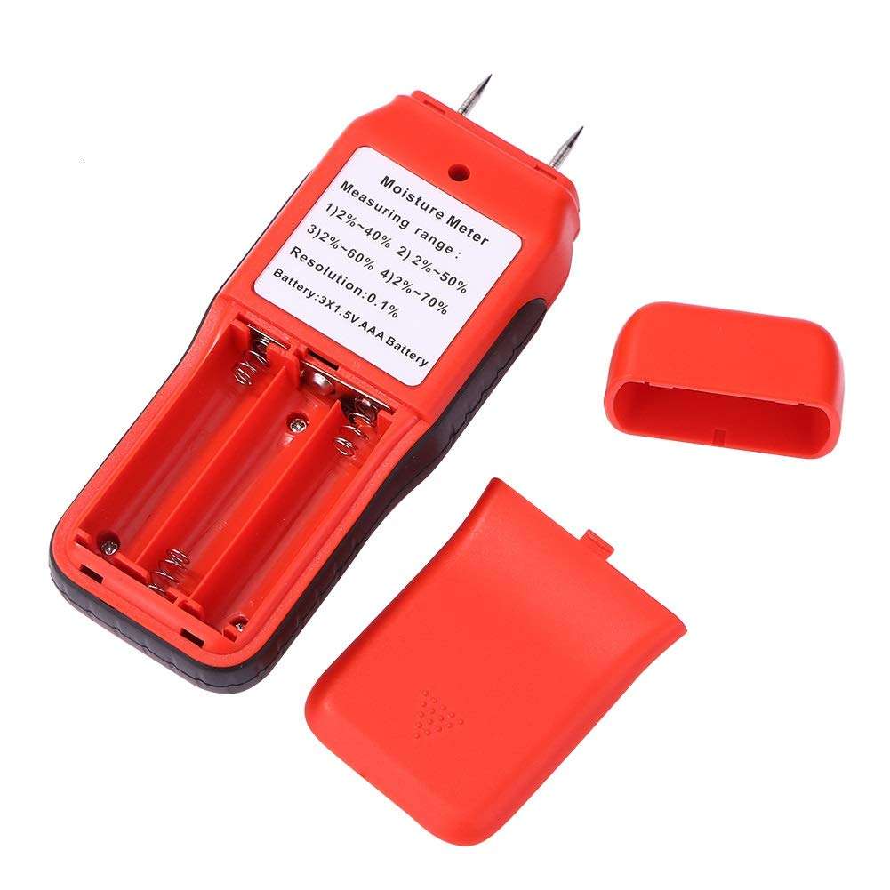 Z.L.FFLZ Moisture Detector Handheld Two Pins Digital Wood Moisture Meter Humidity Tester Timber Damp Detector with LCD Display Probe Range 2% - 70% Mini Tool 4