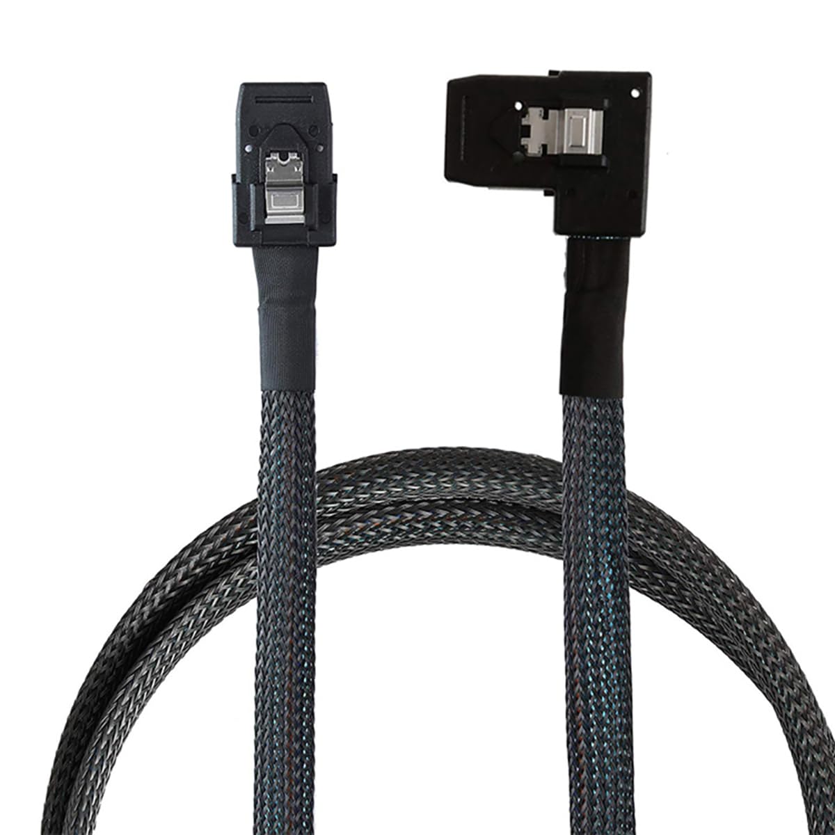 AoQhir Mini SAS 8087 Straight to SAS SFF-8087 Left-Angle Cable – 12G High-Speed Internal Server Interconnect (1M)
