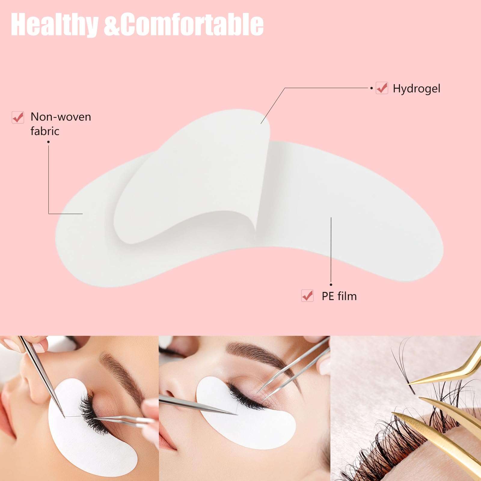 100Pairs Eyelash Extension Gel Patches Kit Natural Hydrogel, Lash Gel Pads for Beauty Makeup Mask Kit Supplies Eye Mask Pads Beauty Tools (Silver) 6