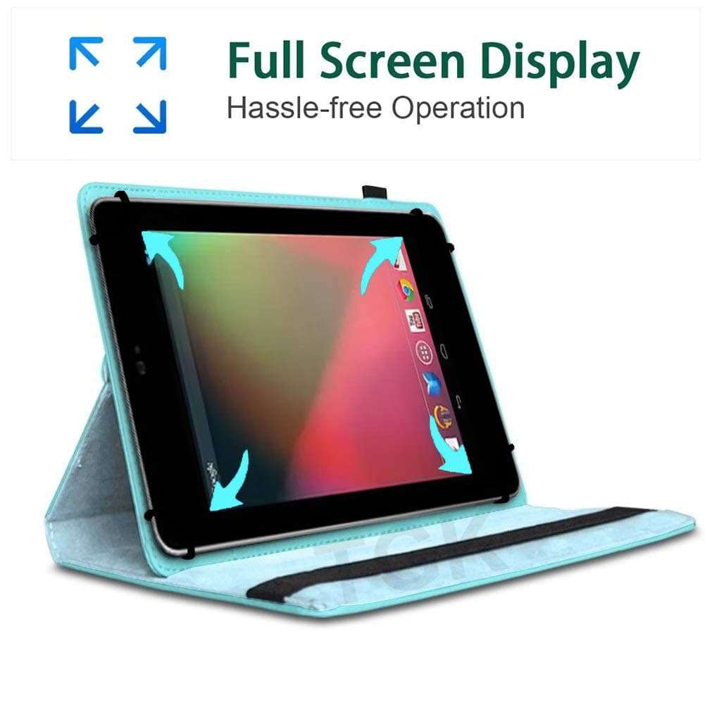 TGK Rotating Cover for Asus Google Nexus 7 2012 Tablet (7 inch) (Sky Blue) 360 Degree Universal 3 Camera Hole Leather Stand Case 2