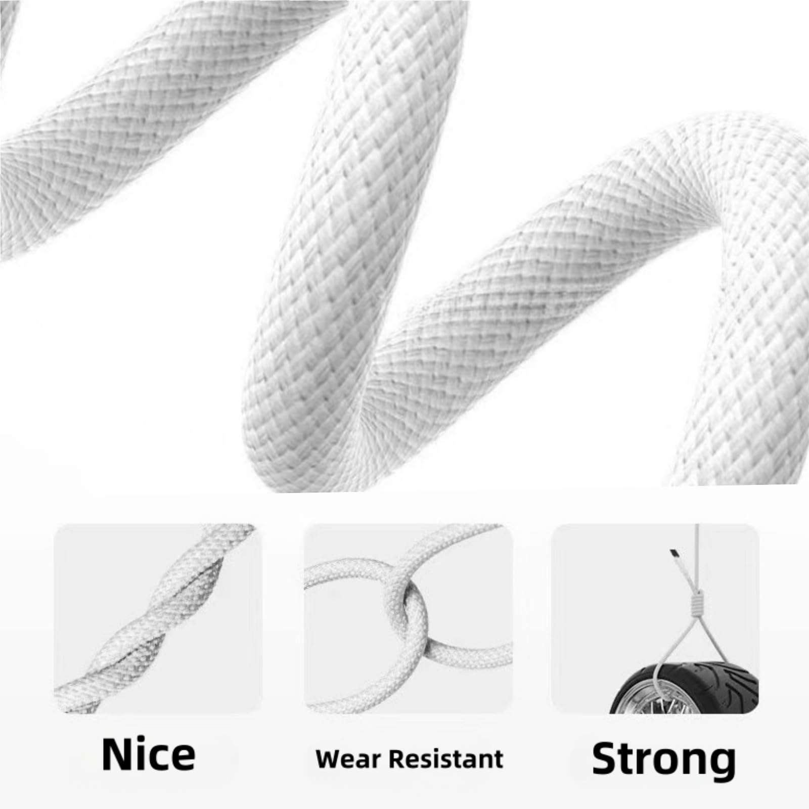 MFi 3 in 1 Charging Cable,Multi Charging Cable 66W Max Fast Charging,Multi Head Charging Cable Compatible with All Type C、Micro USB Android Device And All iOS Devices (3.3FT/1Pack, White/Grey) 5