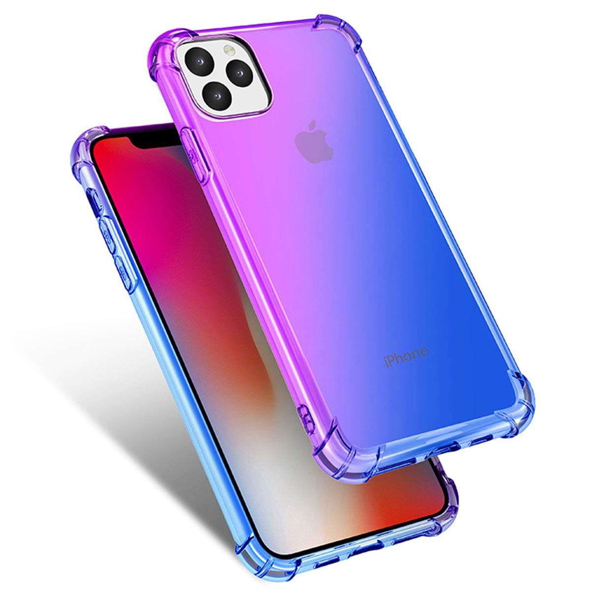 Designed for iPhone 11 6.1 Case Ultra Thin Gradient Rainbow Crystal Clear Soft TPU Silicone Case (Purple&Blue) 1