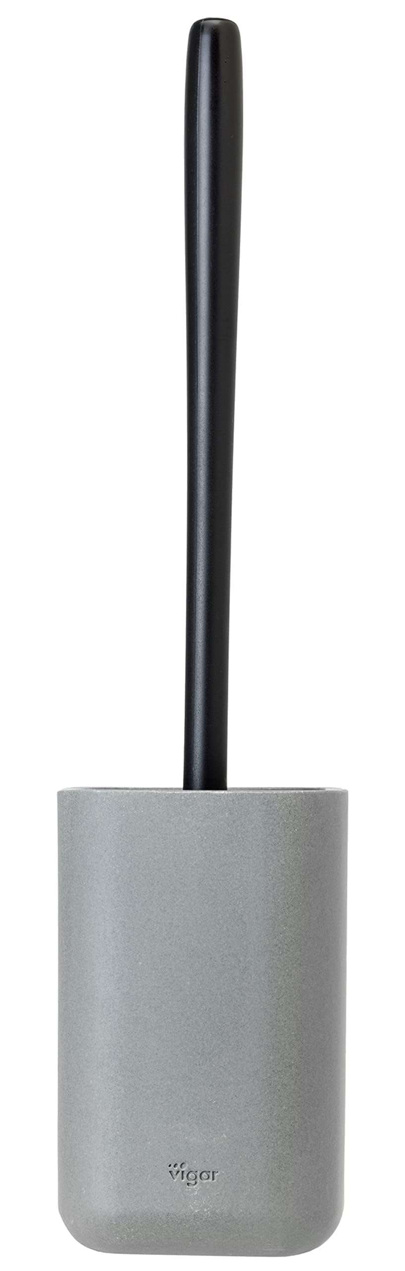 Vigar Zense Collection Concrete Toilet Brush and Holder Set, for Modern Luxury Bathroom, Fine Polyresin Stone 1