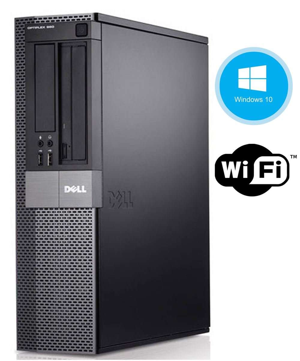 Dell Optiplex 980 Desktop PC with Two NEW Dell 24 inch Monitor - Intel Core i5-650 3.2GHz 16GB 250GB DVD Windows 10 ~ Keyboard & Mouse ~ WiFi Adapter (Renewed) 4