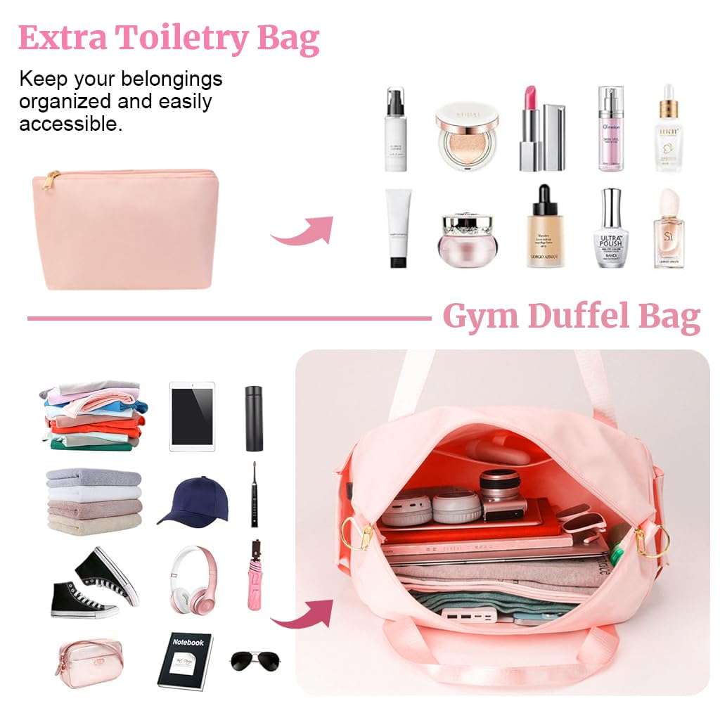 PALAY® Travel Duffel Bag Toiletries Pack Combo Waterproof Fitness Bag with Shoe Compartment Double Layer Large Capacity Travel Bag with Shoulder Strap and Handle Fashion Duffel Bag for Travel, Workout 3