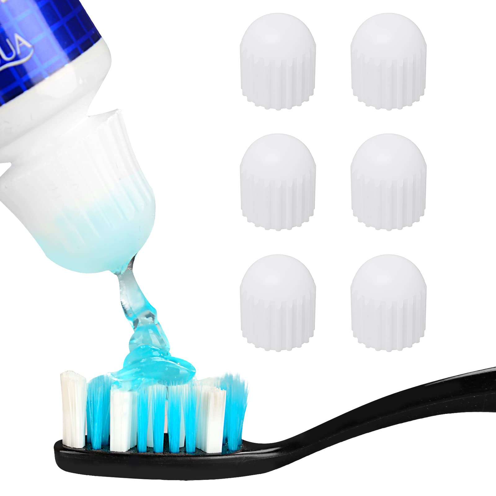 Linkidea 6 Pcs Self Closing Toothpaste Caps for Kids Adult, Silicone No Waste Toothpaste Saver Cap Dispensers (White) 1