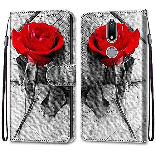 FlipBird PU Leather Flip Folio Case for Nokia 2.4, Cover Case Wallet Case with Card Slots and Kickstand & Wrist Strap Protective Phone Case for Nokia 2.4 Rose 1