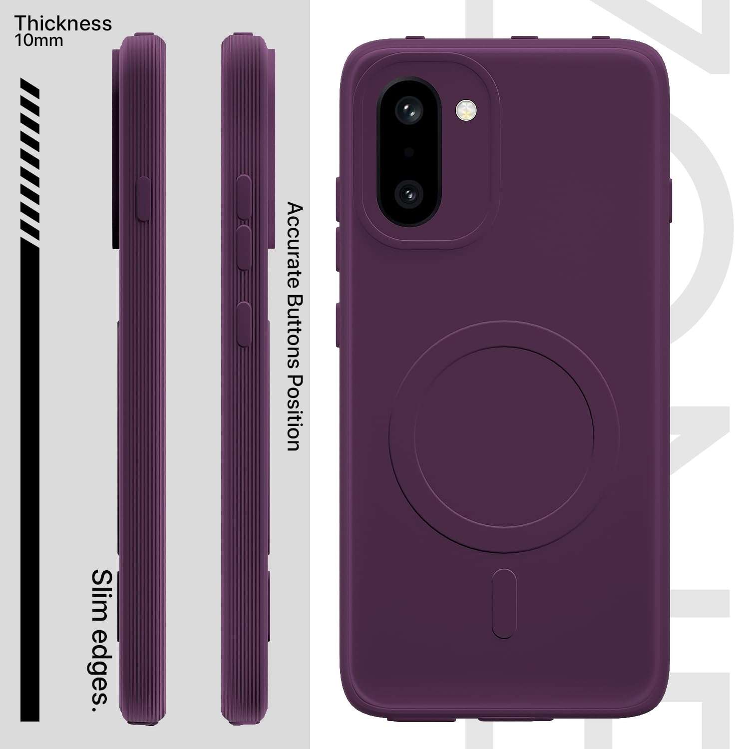 Outlouders Back Cover for OnePlus 15R 5G Soft Matte Silicone Cover with Slim Fit | Mag-Safe Logo (Not Mag-Safe Compatible) | Shockproof | Camera Protection Bumper Case (Purple) 4