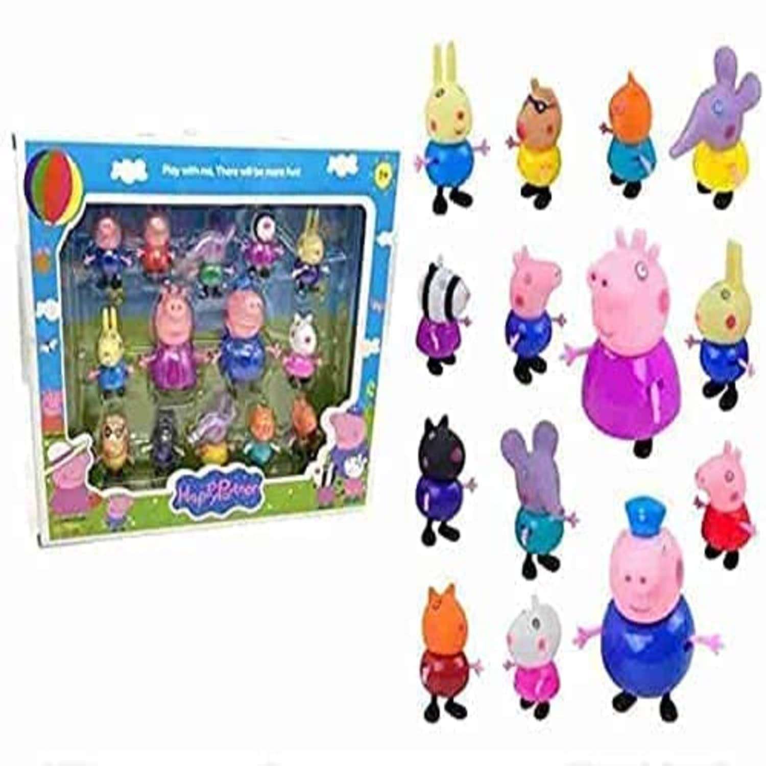 KTRS Enterprise Pig Family Set Best Gift for Kids - Pig, George, Daddy Pig, Mommy Pig, Granny Pig, Grandpa Pig and Many More (Pig 14 Piece) 1