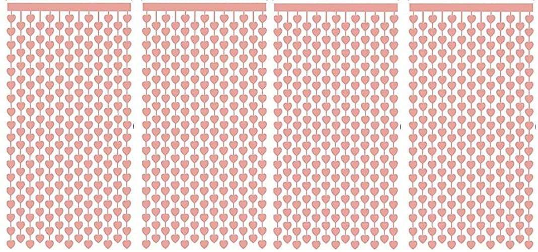 FRNDZMART Rose Gold Party Curtains, Pack of 4, Romantic Heart Hangings, for Girlfriend, Wife | 6 x 3 ft Long, Foil Fringe Curtains 1