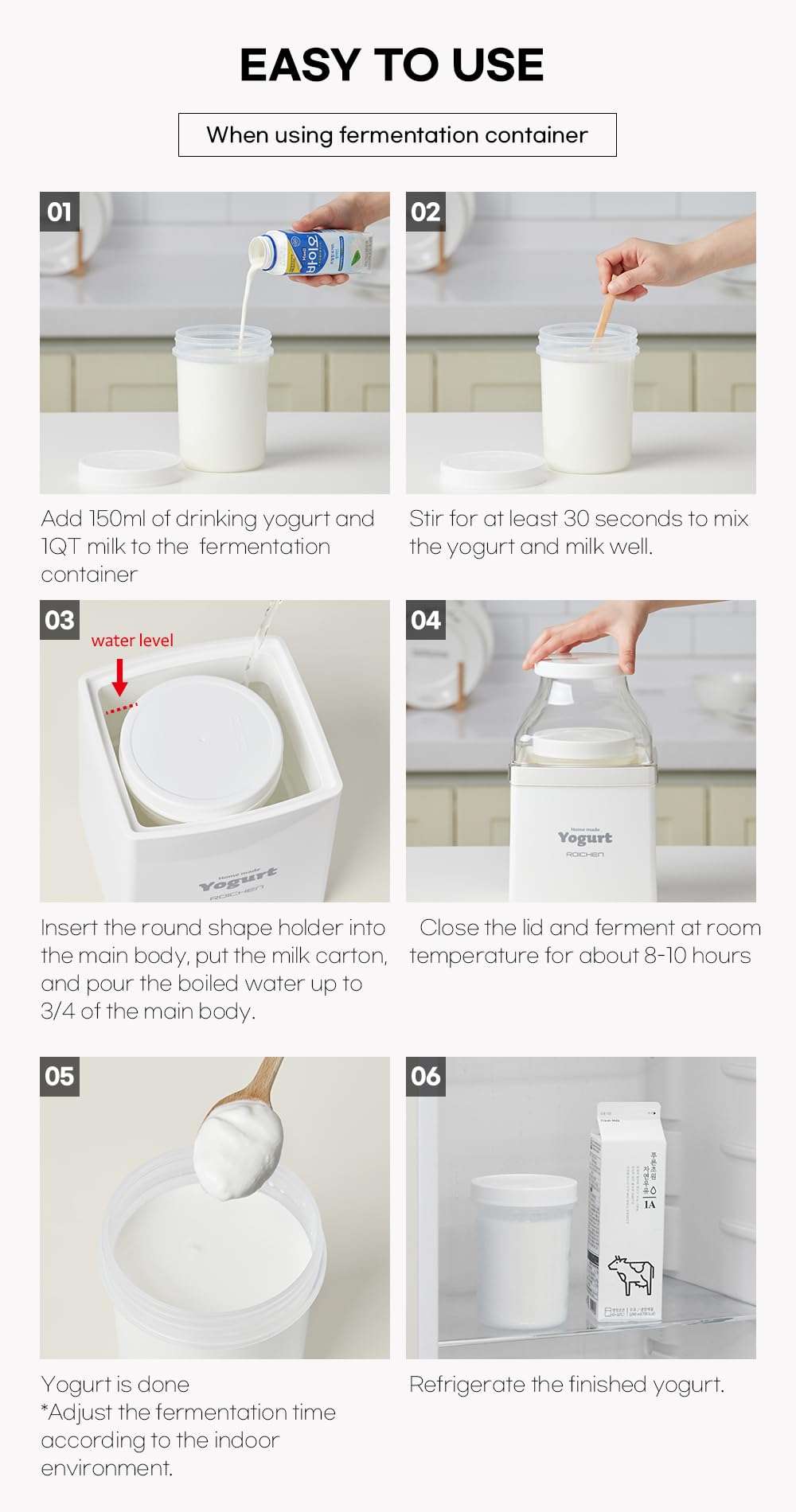 ROICHEN MINEW YOGURT MAKER, HOME MADE YOGURT, MADE IN KOREA, NON ELECTRIC, EASY YOGURT MAKING 6