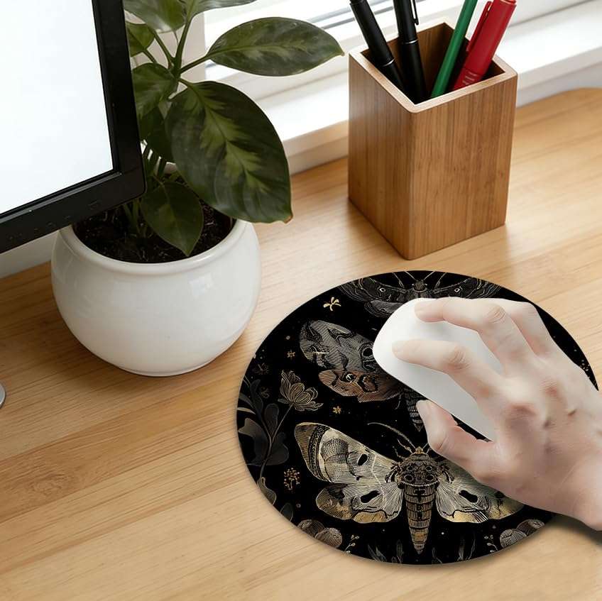 WOOGCHEIR Butterfly Mouse Pad, Boho Butterfly and Moth Mousepad Mouse Mat with Non-Slip Rubber Base for Home Office Desk Accessories, Desk Supplies for Women Office Aesthetic,7.9x7.9 Inch 6