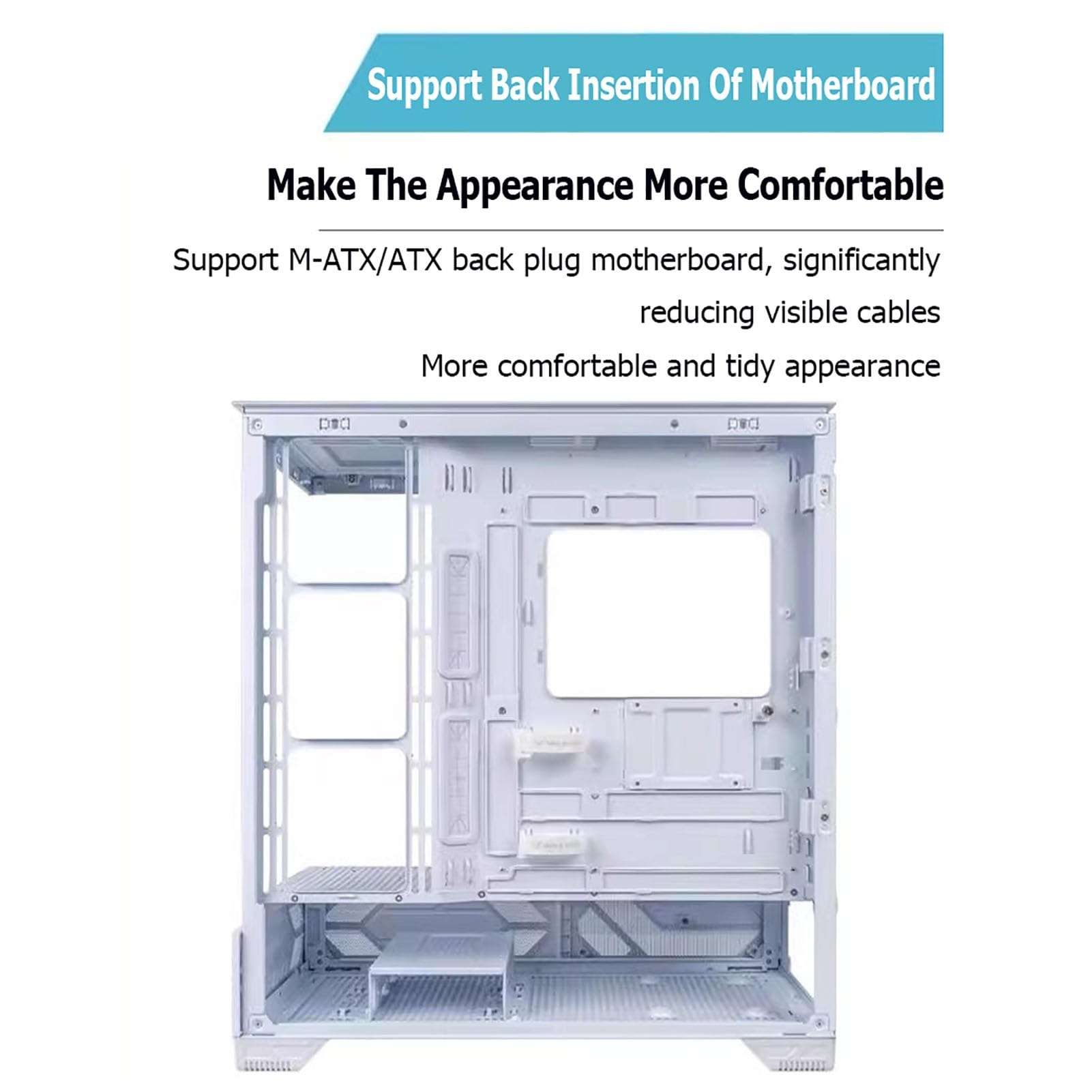 Computer Cases,Mid-Tower PC Gaming Case M-ATX/ATX/ITX - Front I/O USB 3.0 /Type-C Port - 270 ° Panoramic View Tempered Glass Panel - Can Be Customized Privately 4