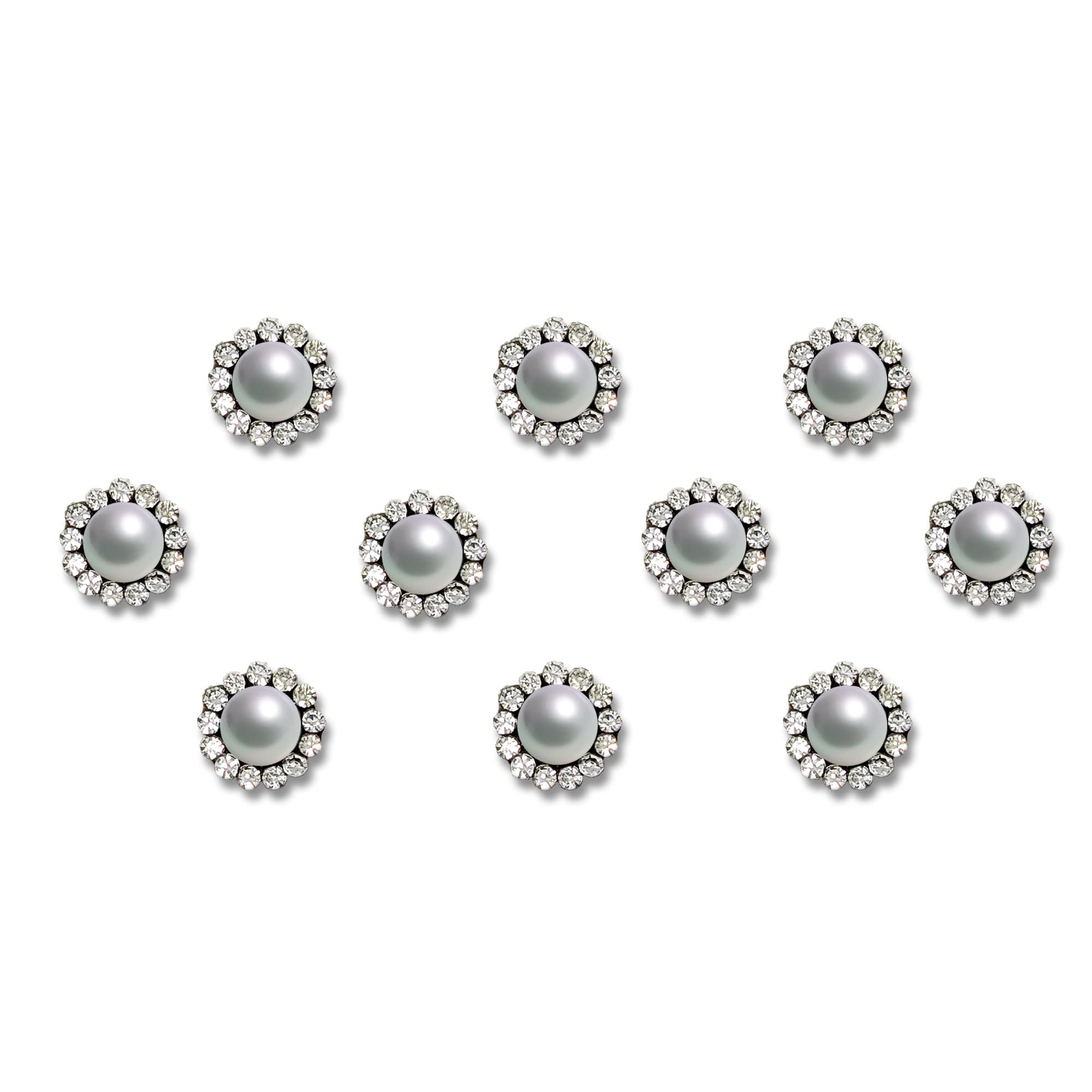 Comet Busters Pearl Bindi With Silver Stone Border (8mm) (BV2000) 1