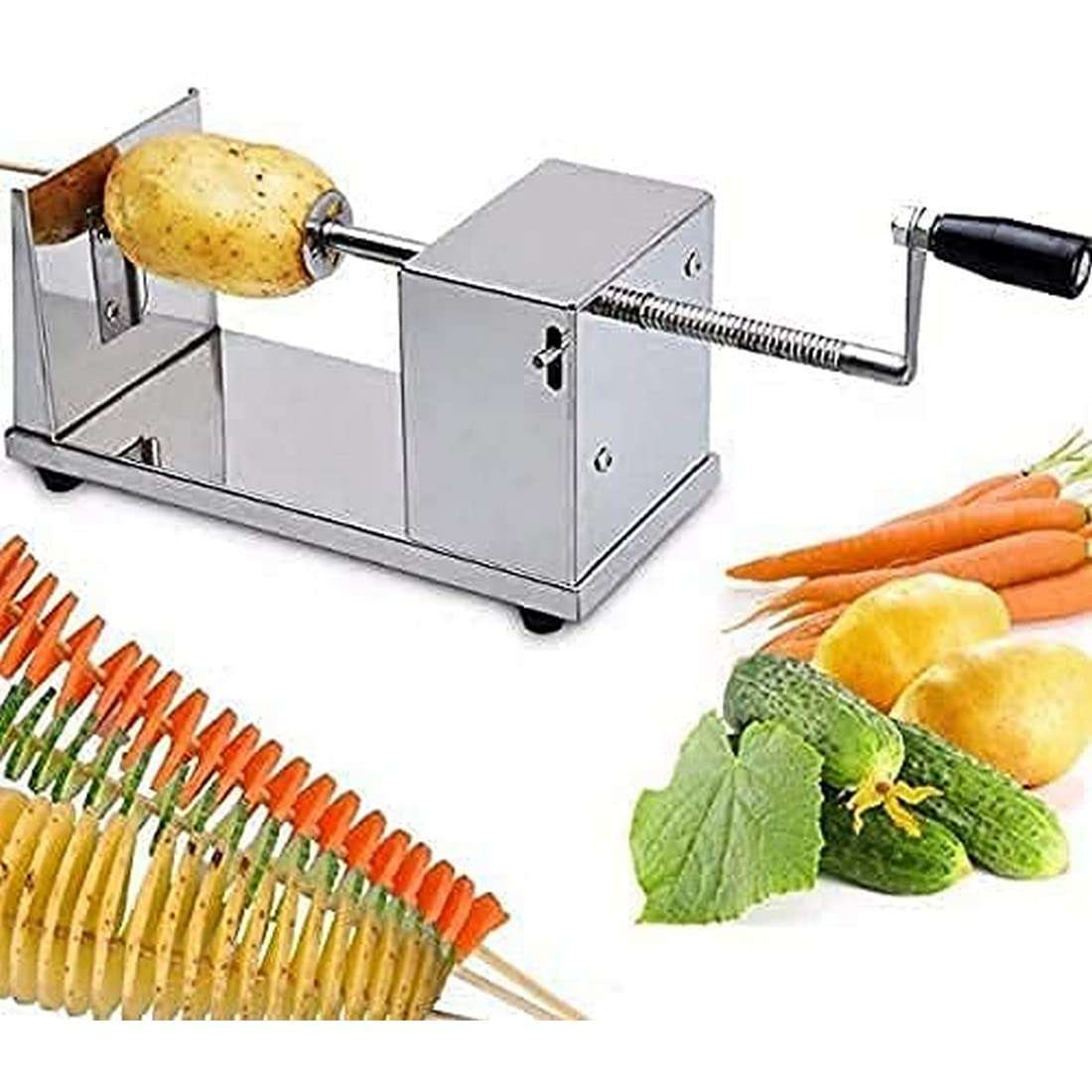 RENARSH Manual Stainless Steel Twisted Potato Slicer Spiral Vegetable Cutter French Fry 3
