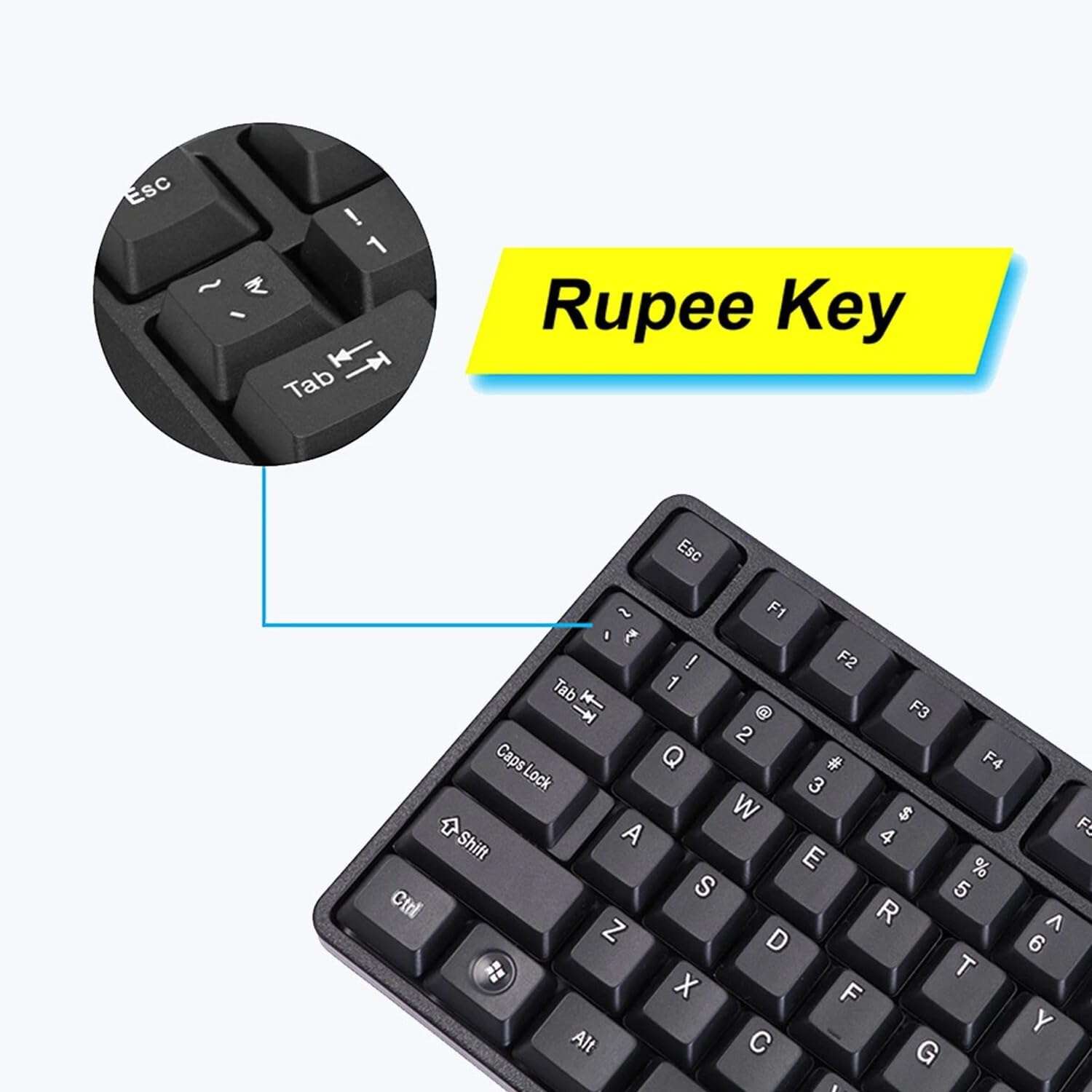 ADEFEX | Wired Keyboard Black | Full-Size USB Keyboard with Numeric Keypad | Plug and Play | Compatible with Desktop, Laptop, PC -Black 4