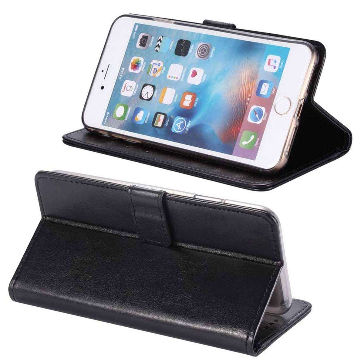 FZZ Premium PU Leather Wallet Flip Protective Phone Case for BLU Vivo X6,Magnetic Flip Cover with Card Slots and Stand Shell for BLU Vivo X6 (6.1") - Black 3