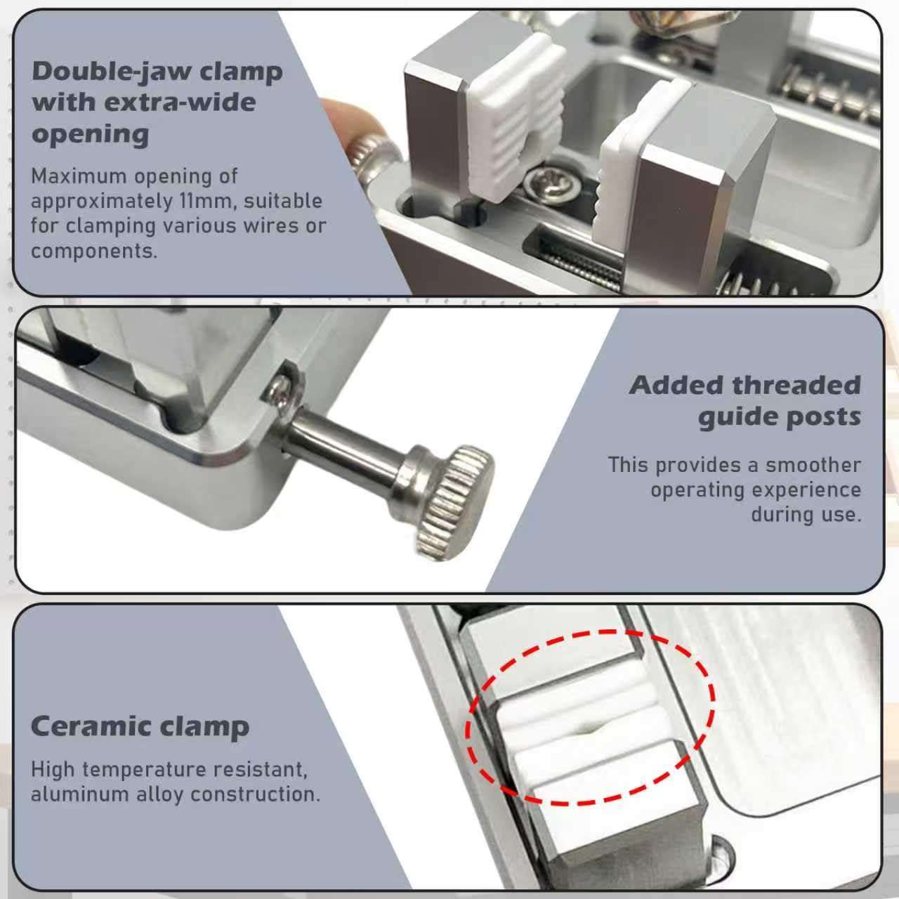 Shgxjjnb Wire Soldering Clamp, Aluminum Soldering Clamp, Welding Soldering Station Wire Clamp Fixture Bracket Table, Adjustable Fixture Bracket, DIY Soldering Aid Tool 6