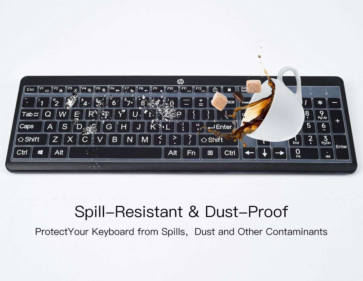 Keyboard Cover Skin for HP 230 235 Wireless Mouse and Keyboard Combo Keyboard Skin Cover Protector, HP 230 235 Wireless Keyboard Accessories, Black-Large Print 5