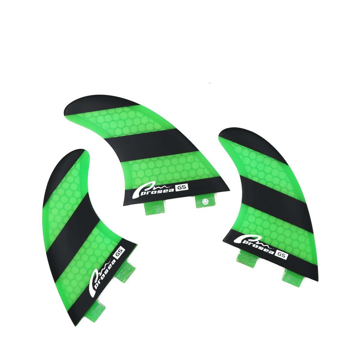 Prosea FCS18 Surfboard fins FCS Base Surfing thrusters Made of Fiberglass and Honeycomb with 1 Key and 6 Screws (Black and Green) 3
