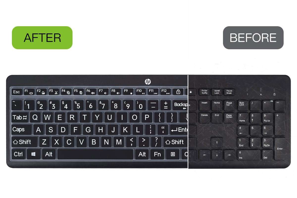 Keyboard Cover Skin for HP 230 235 Wireless Mouse and Keyboard Combo Keyboard Skin Cover Protector, HP 230 235 Wireless Keyboard Accessories, Black-Large Print 6