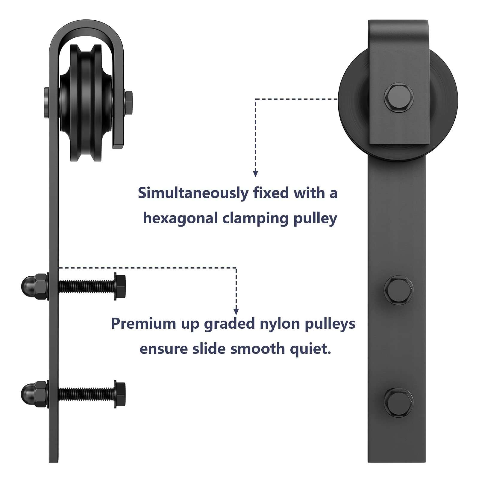 Homlux Sliding Barn Door Hardware Hangers Rollers 2pcs Compatible with All Barn Door - Fit 1 3/8-1 3/4" Thickness Door Panel(Black) 3