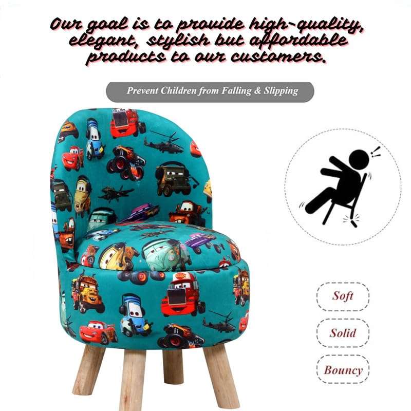 ShadowKart Ottoman Kids pouffe Stool for Small Baby Chair Study Stool for Kids Playing Products Little Baby Dining Chair for Feeding Kids Cartoon Bedroom Chair,14x14x26 Inch, Combo Cars 6