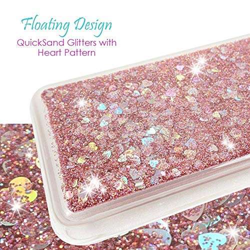 Samsung A10e Clear Case, ZASE Liquid Glitter Sparkle Bling Compatible with Galaxy A10E 5.8 inch (Boost/AT&T) Cute Girls Women Durable Protective Cover Floating Quicksand w/Phone Ring Stand (Pink Rose) 3