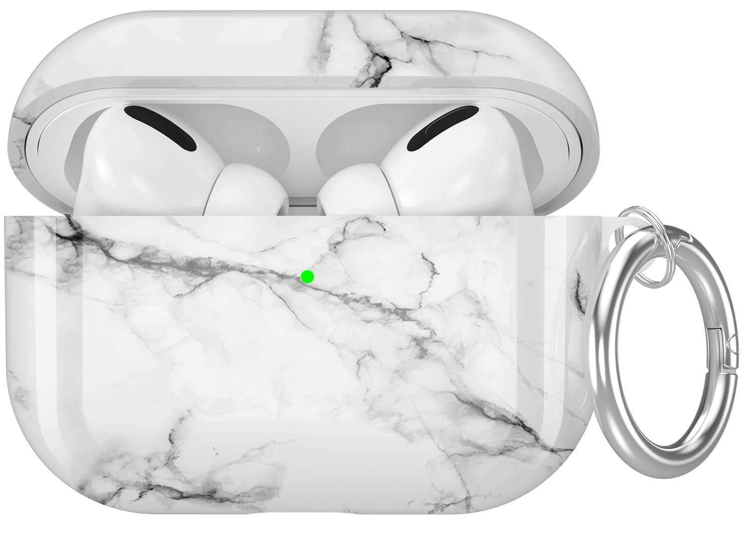 Maxjoy for AirPods Pro Case Cover, Marble White Air Pod Pro Case for Women Men Cute Protective Soft iPods pro Cover with Keychain Compatible with Apple AirPods Pro Charging Case 2019 1