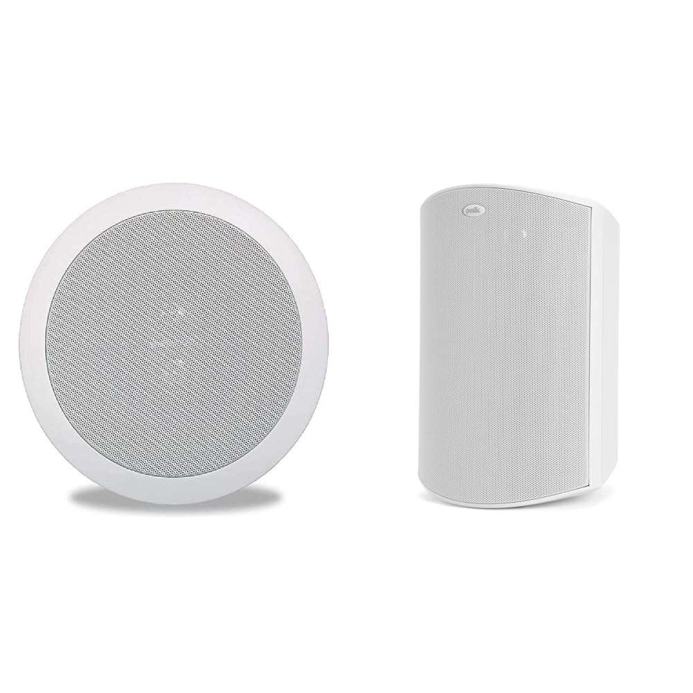 Polk Audio RC6s in-Ceiling 6.5" Stereo-Speaker | Dual Channel from a Single Location & Atrium 8 SDI Flagship Outdoor Speaker (White) 1