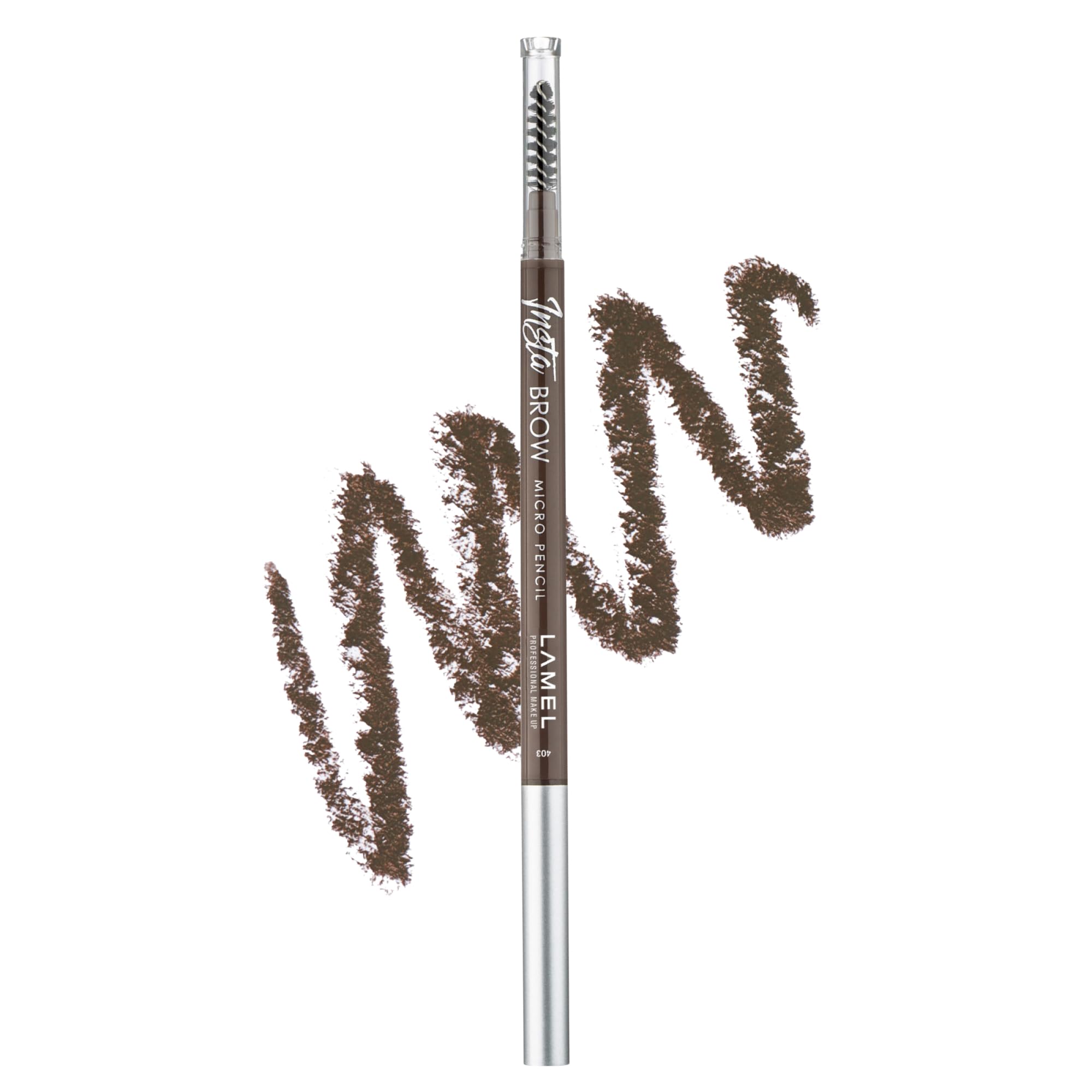 Lamel INSTA Micro Brow Pencil 403-Latte | Ultra-thin pencil |Natural-looking strokes |Convenient spoolie |Does not require sharpening |0.12gm 1