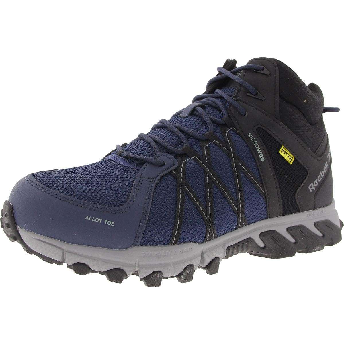 Reebok Work Men's RB3400 Trailgrip Work Safety Toe Athletic Mid-Cut with Cushguard Navy and Black, 15 1