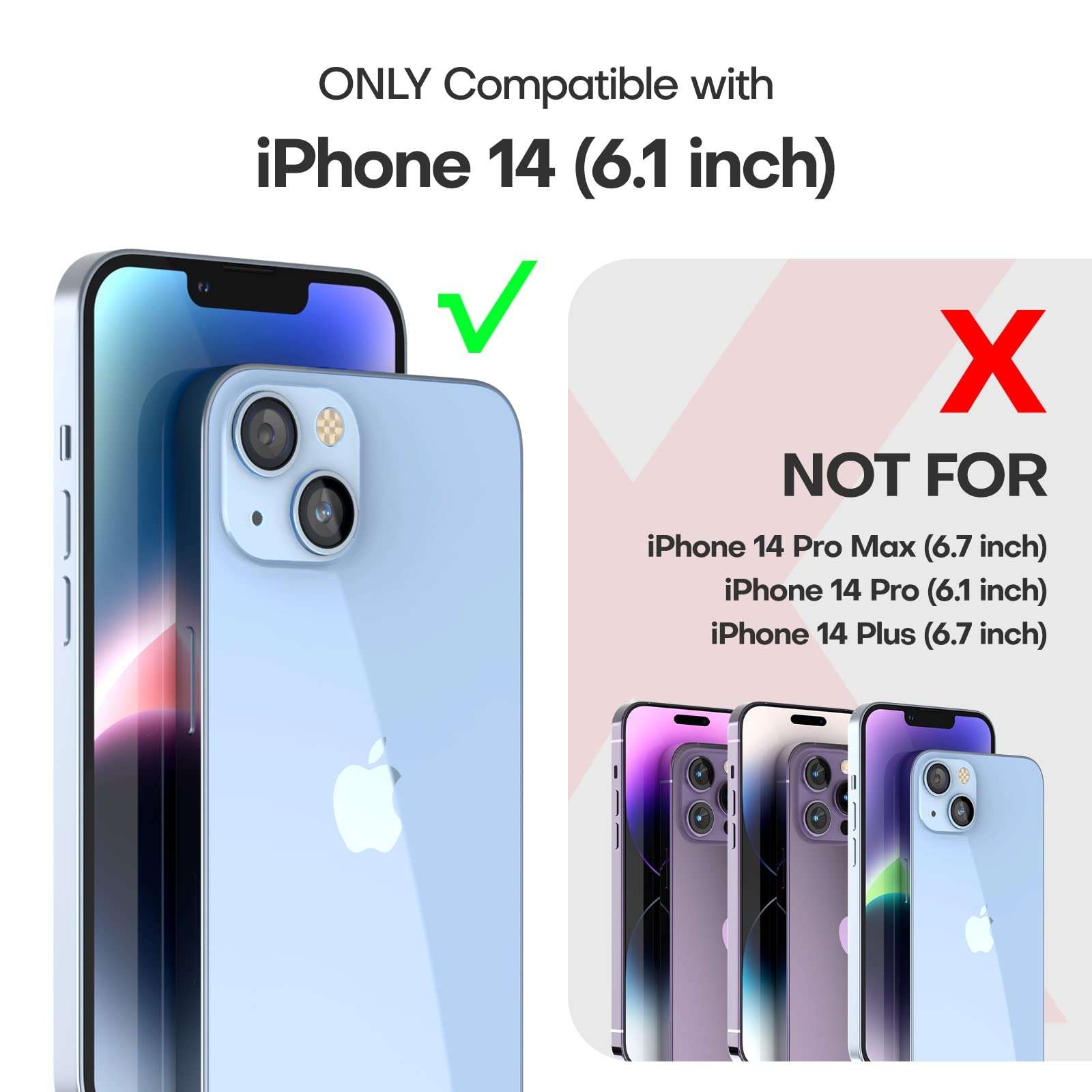 TAURI 3 in 1 Magnetic for iPhone 14 Case Clear, [Compatible with MagSafe] with 2X Screen Protectors, Military-Grade Drop Protection Shockproof Slim 14 Cover 6.1 Inch 6