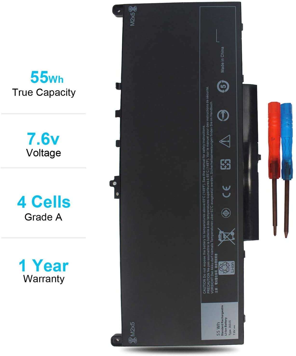 AN·GWEL J60J5 Laptop Battery Compatible with Dell Latitude E7270 E7470 Laptop R1V85 451-BBSX 451-BBSY 451-BBSU MC34Y 242WD 0MC34Y PDNM2 Series [7.6V 55WH] 2